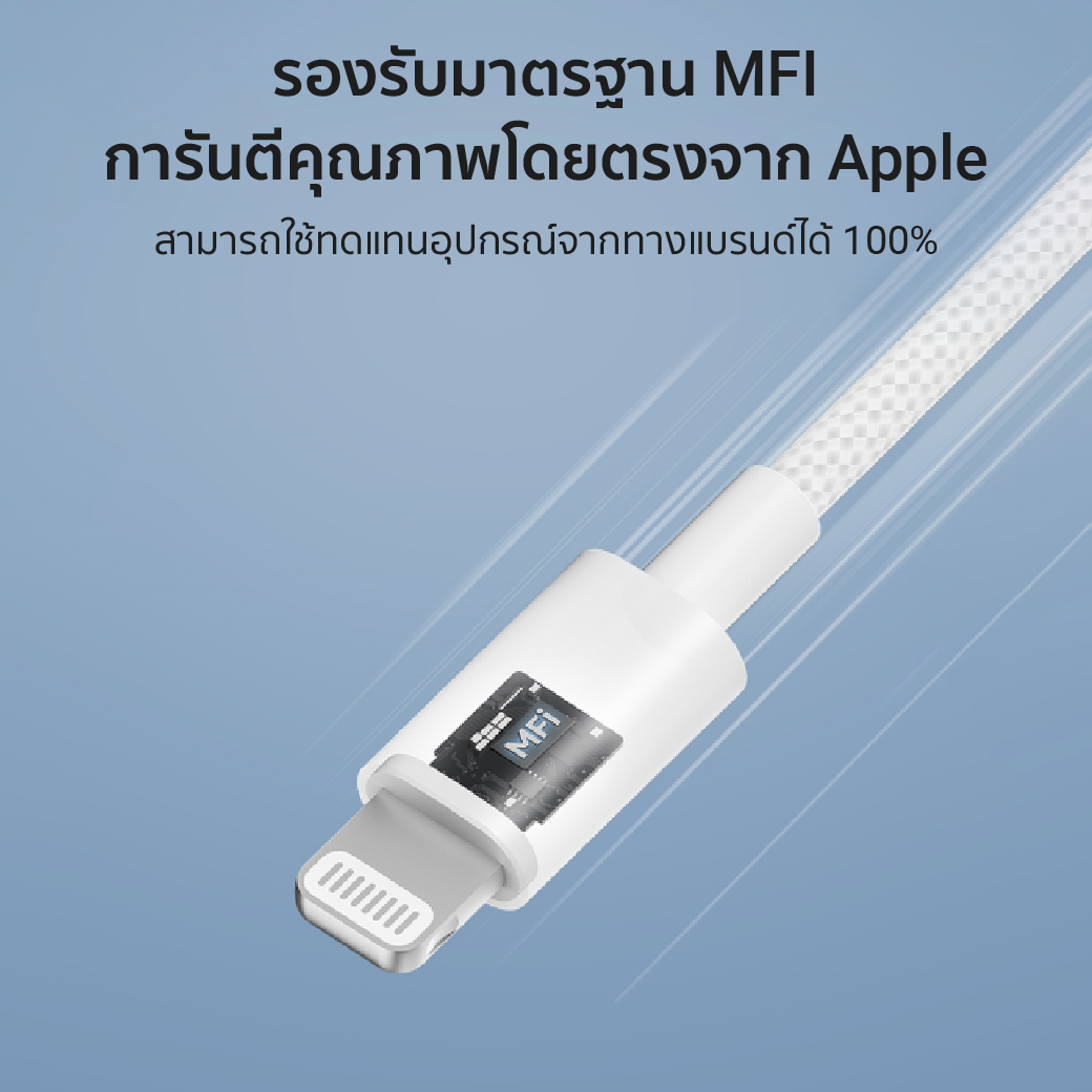 สายชาร์จเร็ว CUKTECH รุ่น CL315P USB-C to Lightning 3A ยาว 1.5 เมตร สีขาว (รองรับการชาร์จ PD)_3